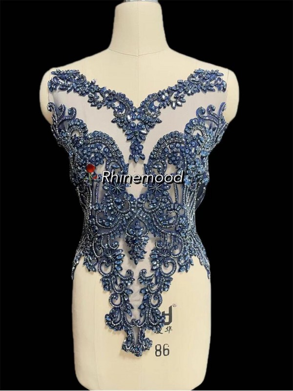 IN STOCK - Emma Nave Blue on Embroidered Mesh 