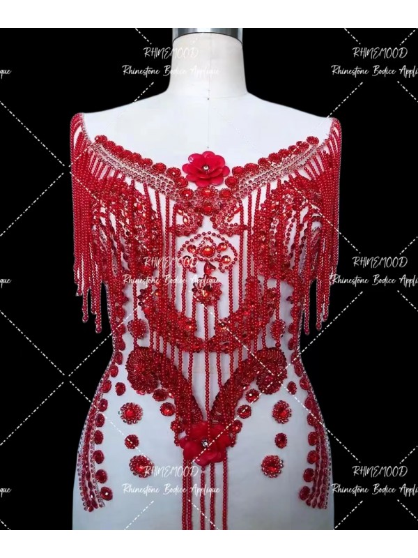 Hazle - Tassel Beaded Applique