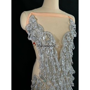 Bliss with Crystal Icicle Drop  - Rhinestone Bodice Applique 