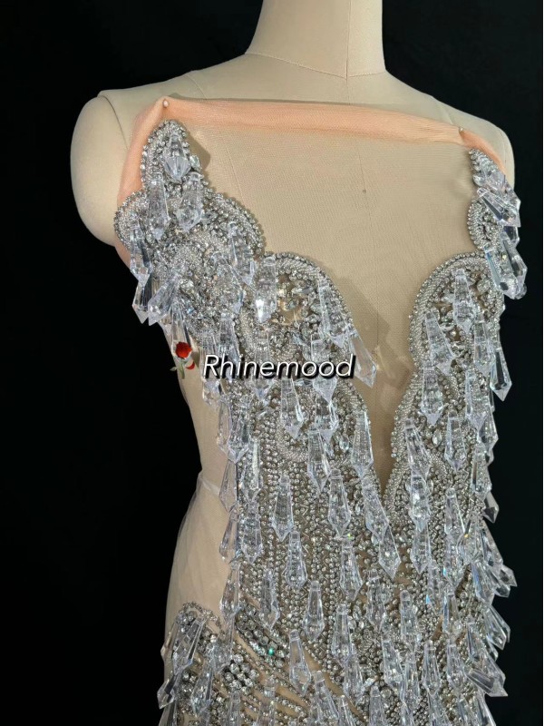 Bliss with Crystal Icicle Drop  - Rhinestone Bodice Applique