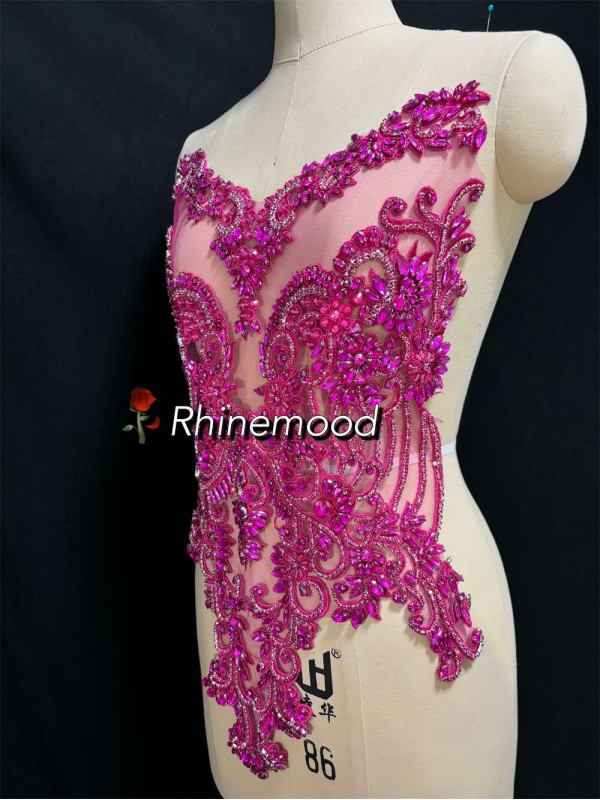 IN STOCK - Emma Fuschia on Embroidered Mesh 