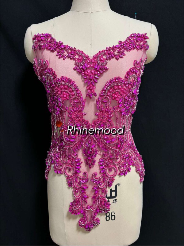 IN STOCK - Emma Fuschia on Embroidered Mesh