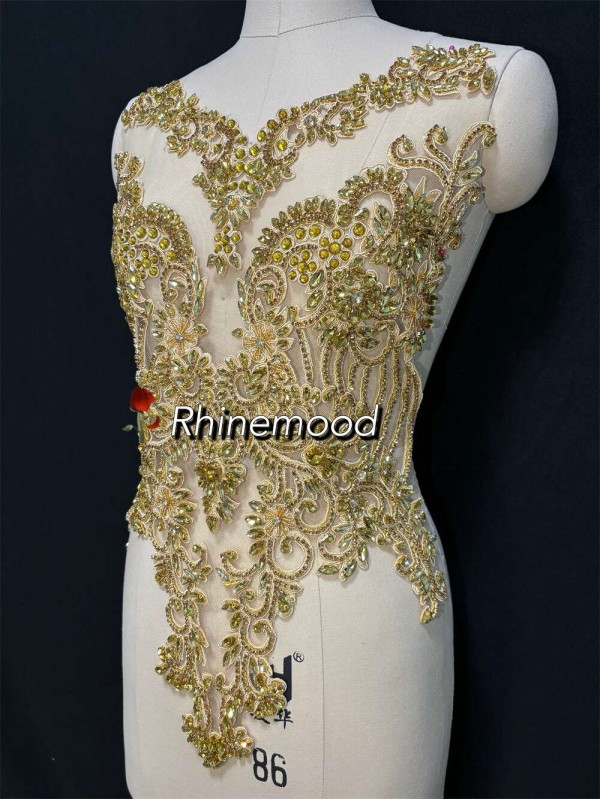 IN STOCK - Emma Gold on Embroidered Mesh