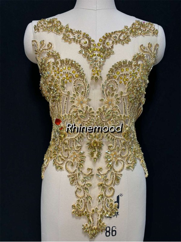 IN STOCK - Emma Gold on Embroidered Mesh 