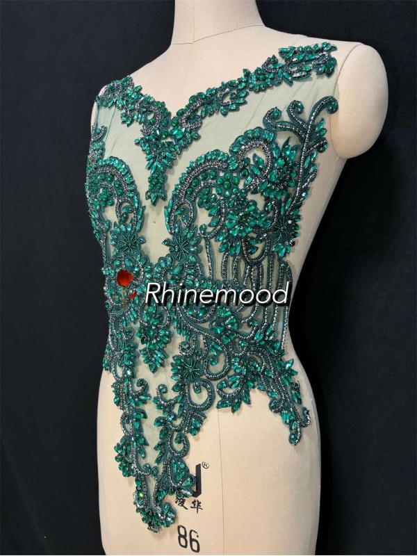 IN STOCK - Emma Emerald Green on Embroidered Mesh 