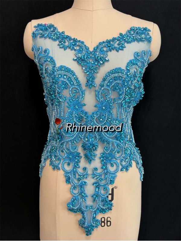 IN STOCK - Emma Lake Blue on Embroidered Mesh 