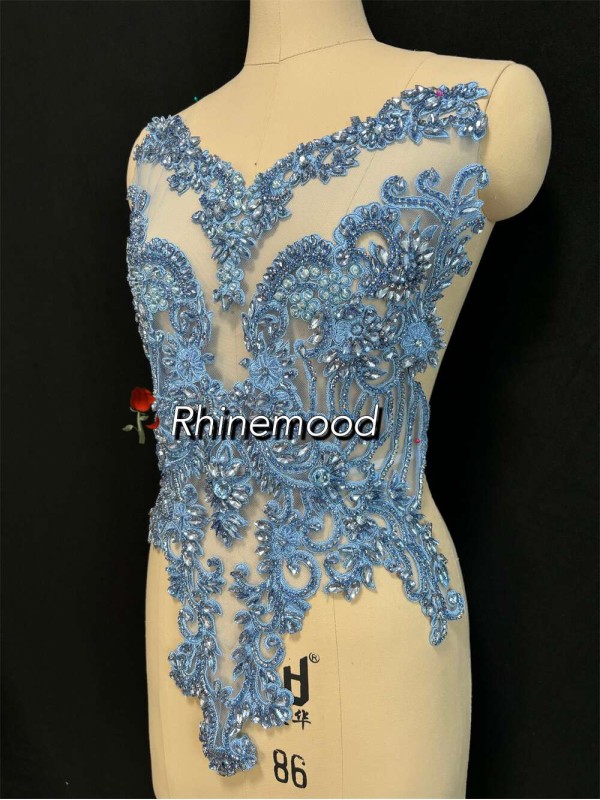 IN STOCK - Emma Light Blue on Embroidered Mesh