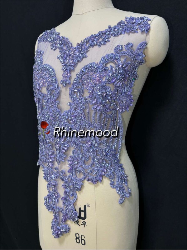 IN STOCK - Emma Purple on Embroidered Mesh