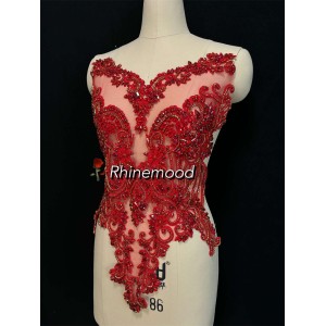 IN STOCK - Emma Red on Embroidered Mesh 