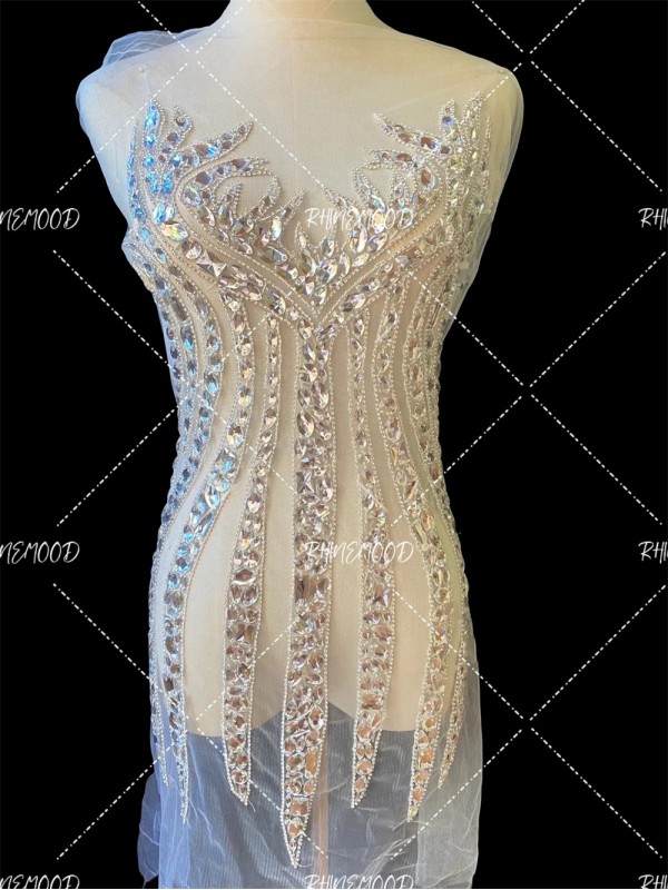 Hannah - Silver - Rhinestone Bodice Applique 