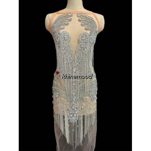 Luxe with fringe - Rhinestone Bodice Applique