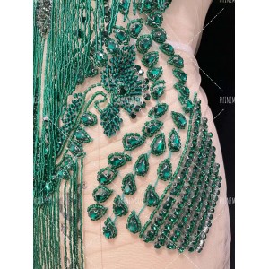 Sassy - Green - Rhinestone Bodice Applique 