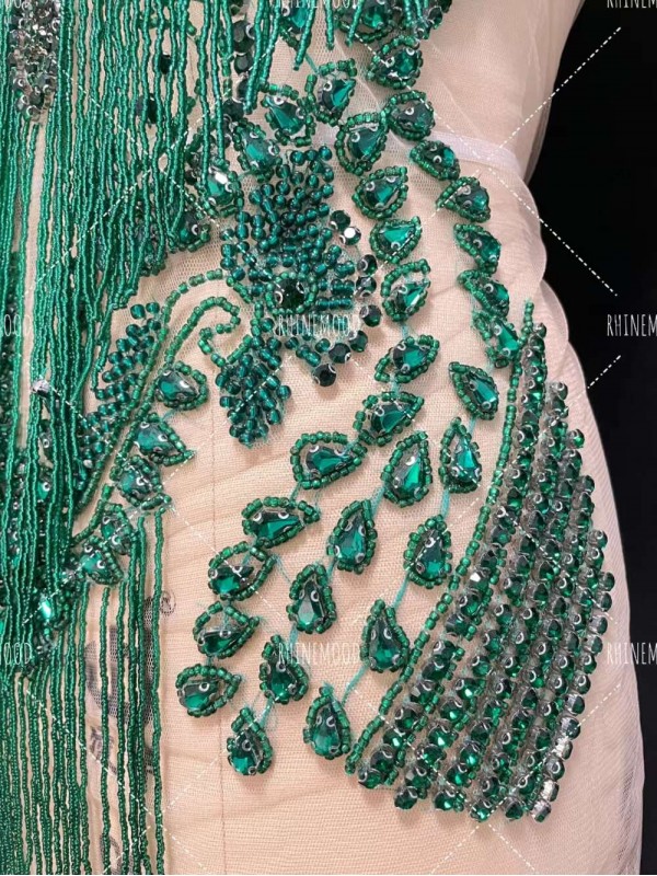 Sassy - Green - Rhinestone Bodice Applique 