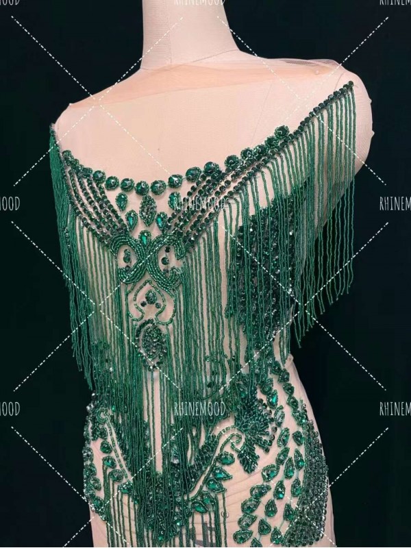 Sassy - Green - Rhinestone Bodice Applique 