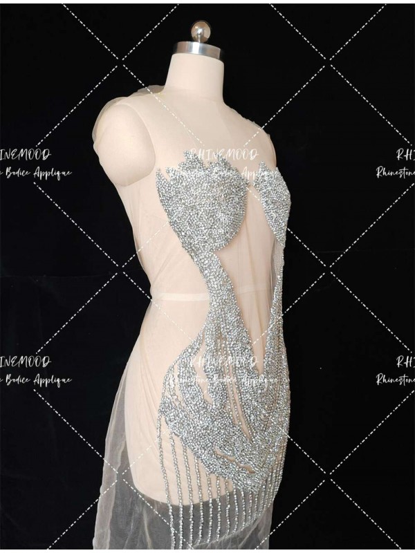 Sophia - silver - Rhinestone Bodice Applique 