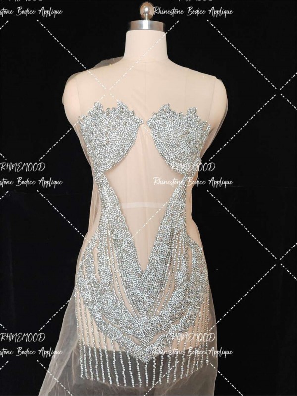 Sophia - silver - Rhinestone Bodice Applique